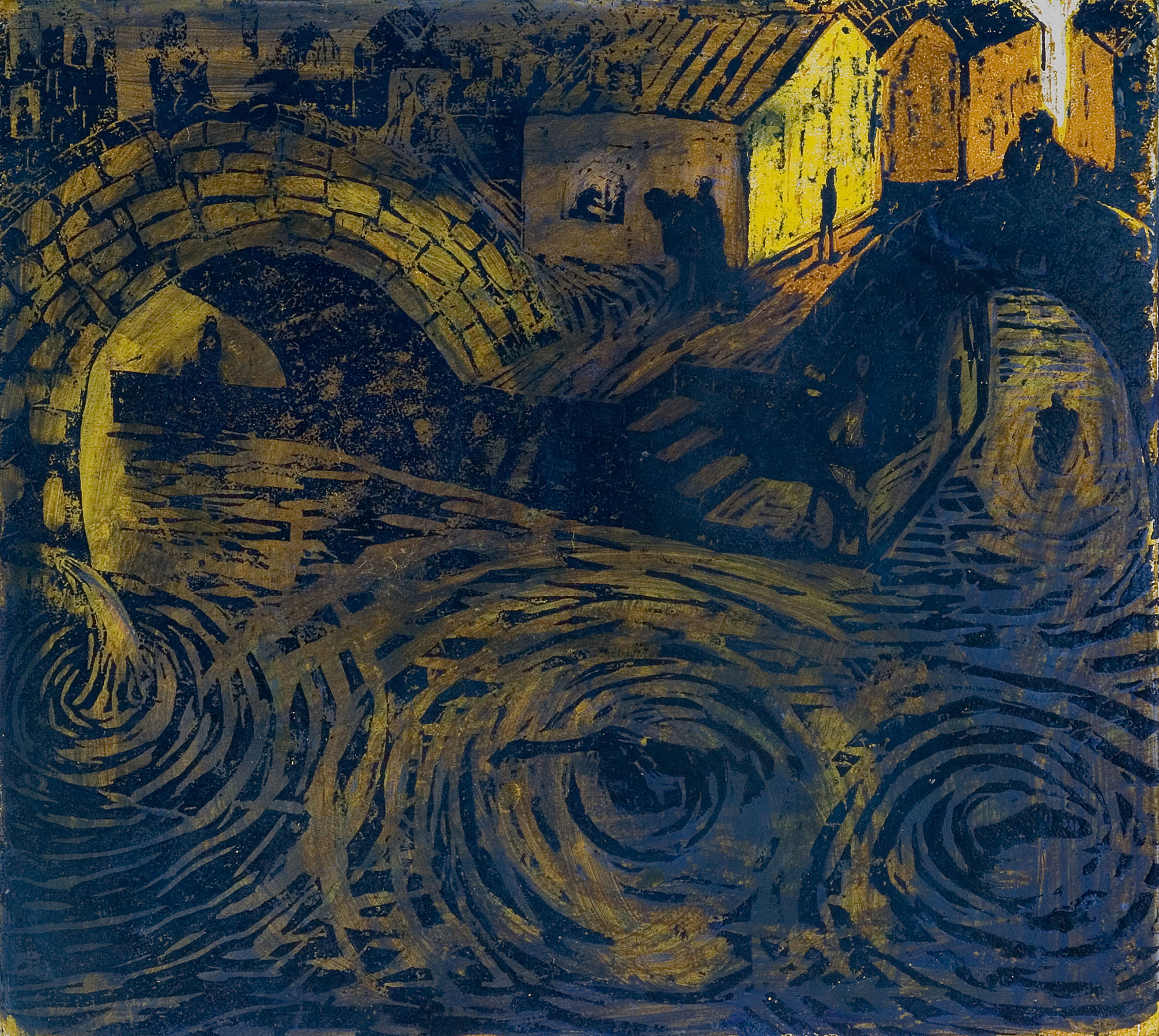 Night Swimmer Woodcut Night Swimmer Woodcut