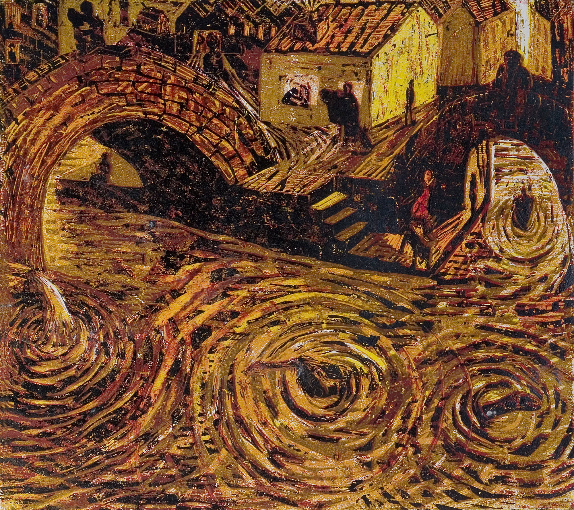 Night Swimmer Woodcut Night Swimmer Woodcut