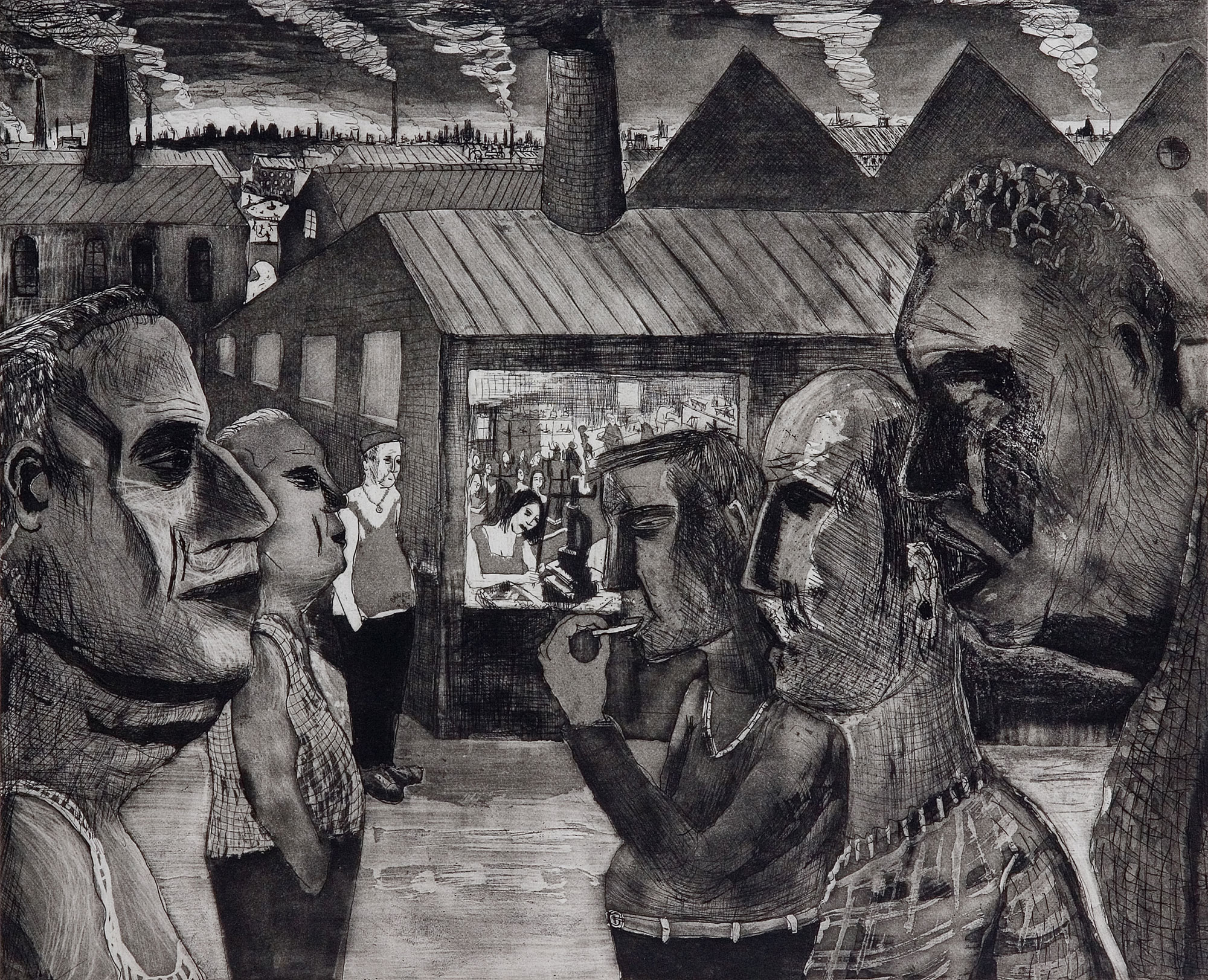 The Fume Breathers, Etching, 50x38cm, 1992 The Fume Breathers, Etching, 50x38cm, 1992