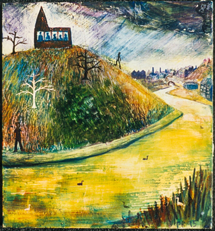 Church on the Hill, egg tempera, 12x12inch, 1996 Church on the Hill, egg tempera, 12x12inch, 1996