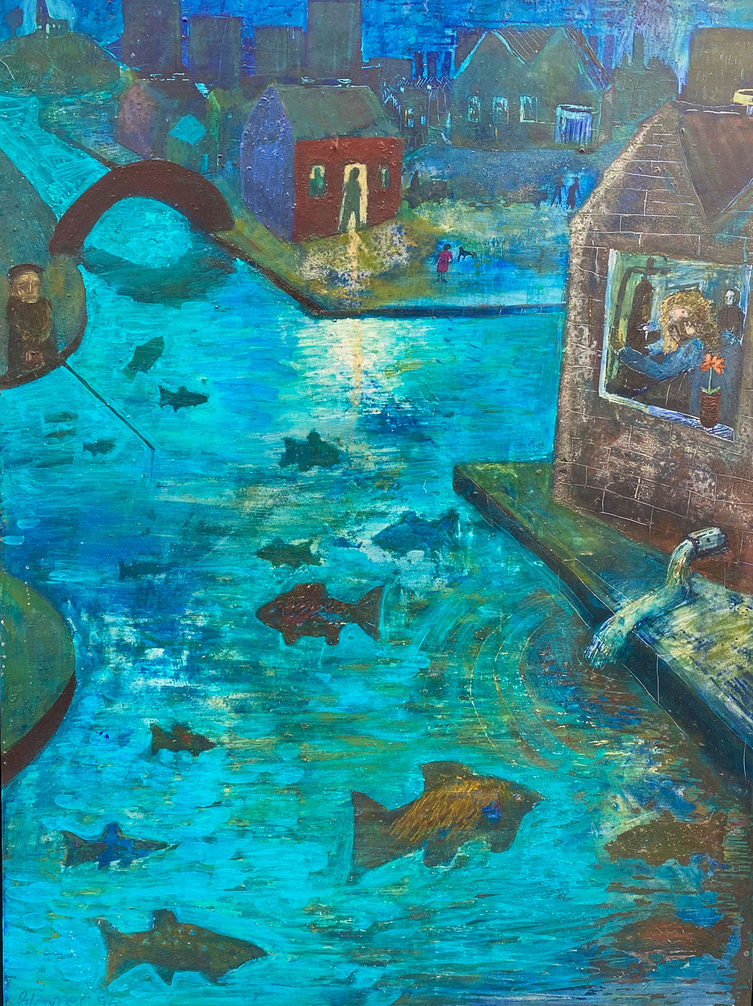 Night Fishing, egg tempera, 3ftx2ft, 1996 Night Fishing, egg tempera, 3ftx2ft, 1996