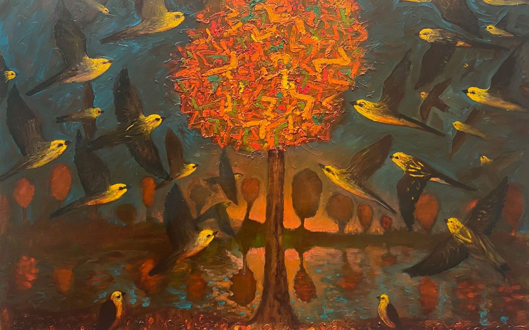 YELLOW HAMMERS ON AUTUMN ROWAN