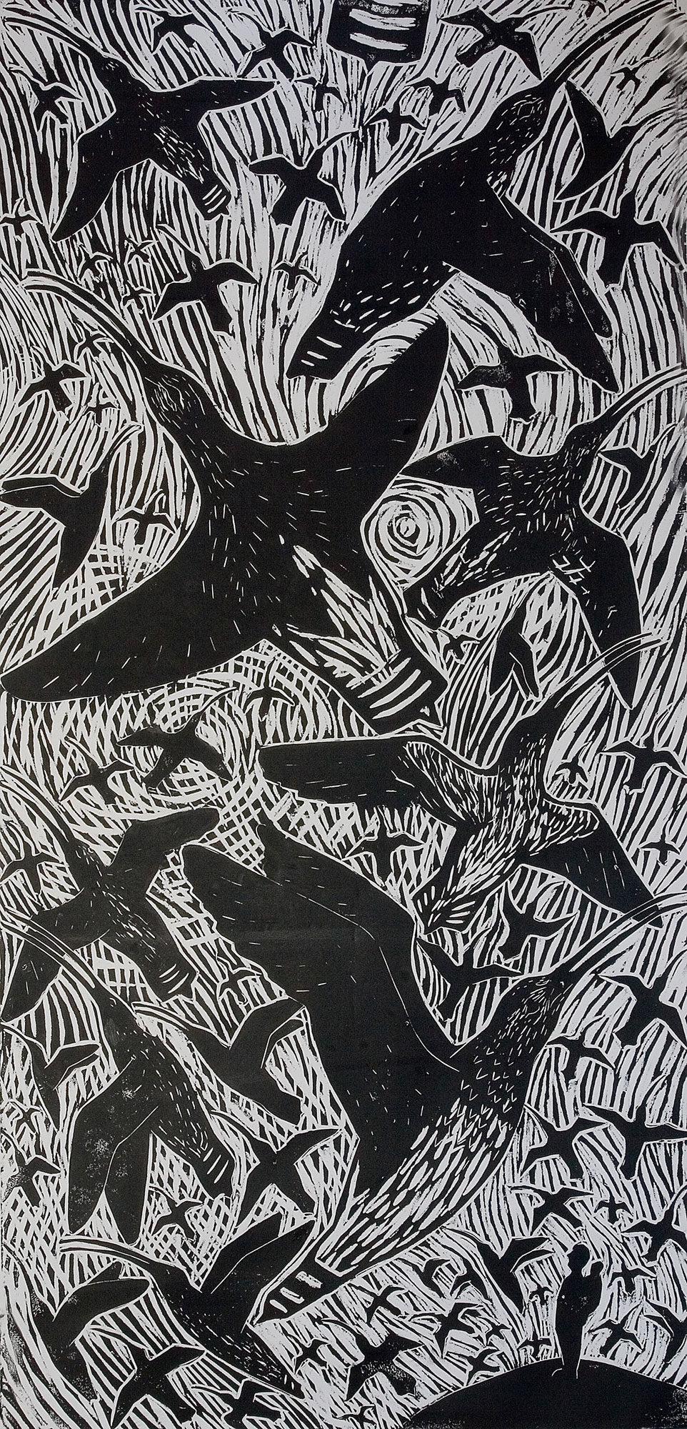 We Saw Them Fly, Woodcut, 183x60cm, 1999 We Saw Them Fly, Woodcut, 183x60cm, 1999