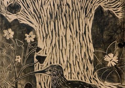 Curlews, Woodcut, 79x48cm, 1999