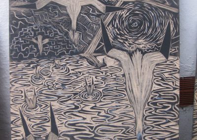 In the Studio - Flight-Shetland woodcuts