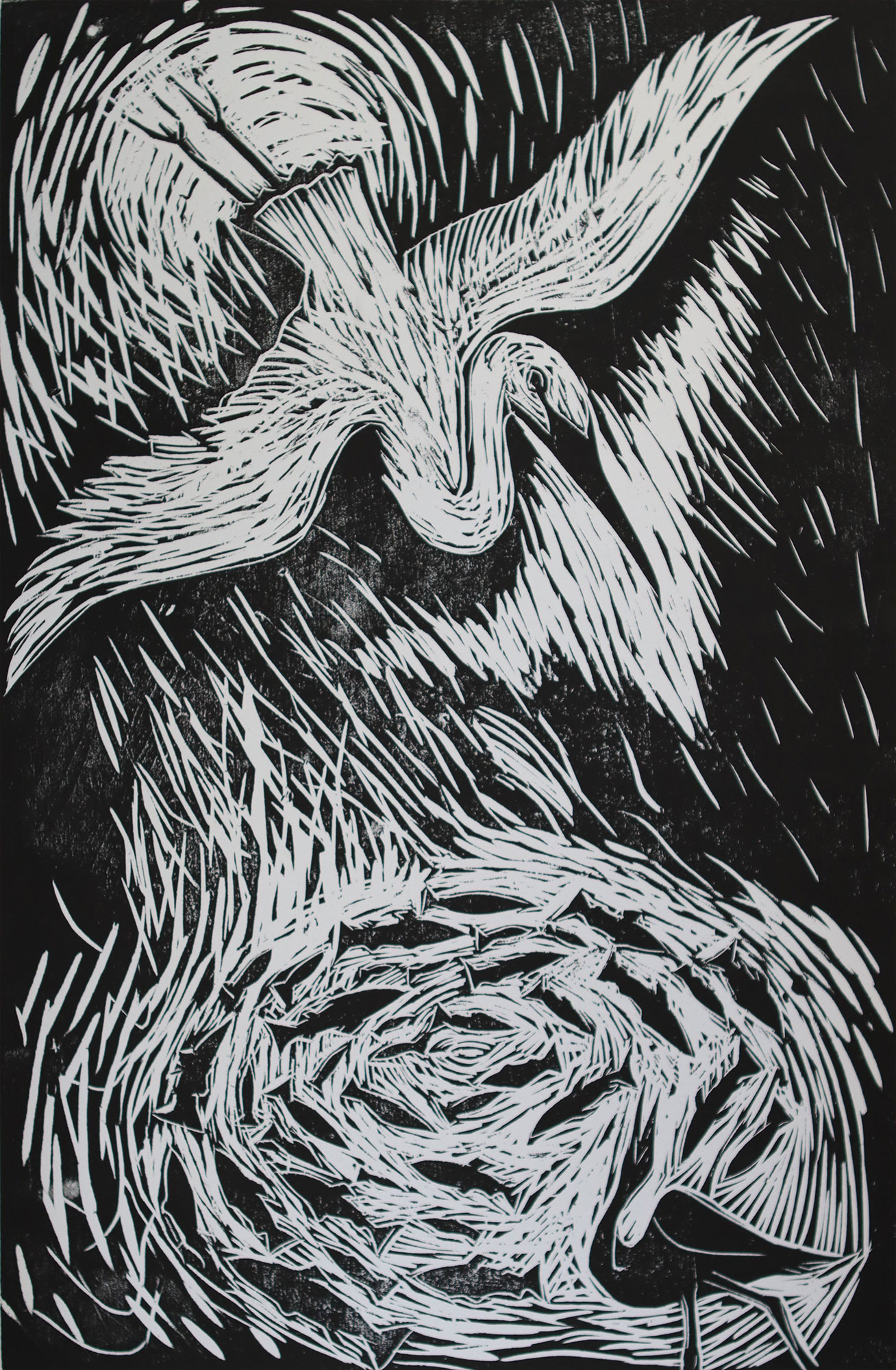 Great White Egret, Woodcut, 2024 Great White Egret, Woodcut, 2024